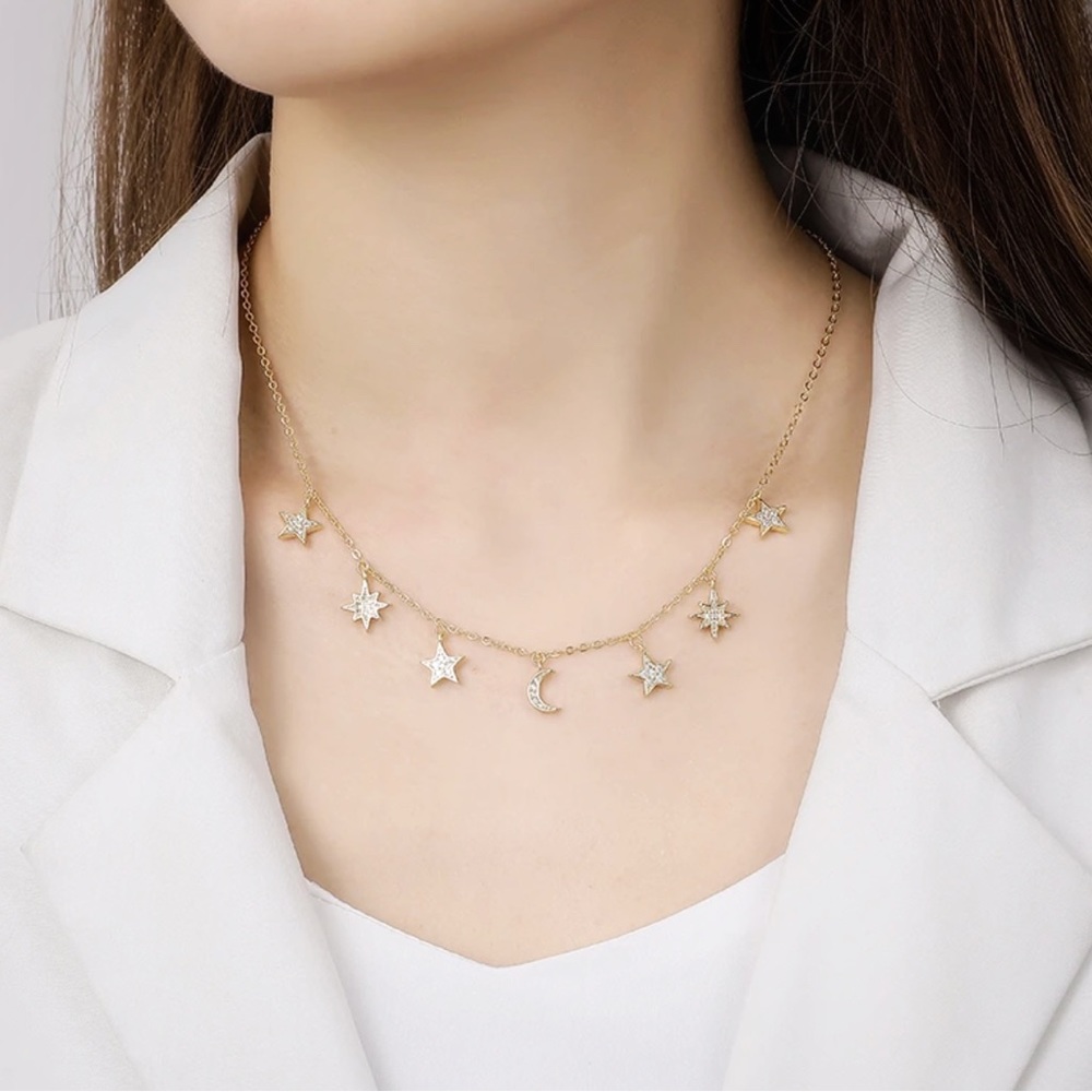 Celestial drop charm necklace